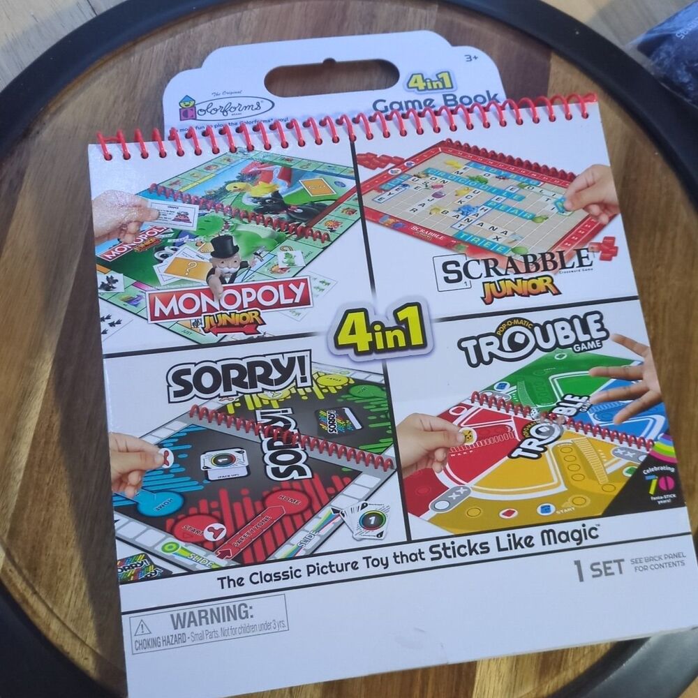 Colorforms 4 In 1 Game Book (Monopoly Jr., Scrabble Jr., Sorry, And Trouble)
